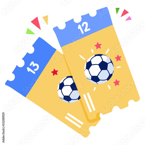 An icon of football tickets flat design 