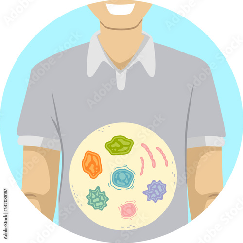 Human Microorganism Gut Biome Illustration