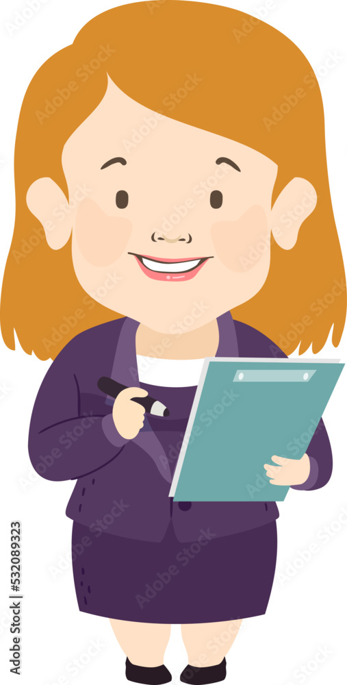 Girl Dwarfism Business Clipboard Pen Illustration Girl Dwarfism Business Clipboard Pen Illustration