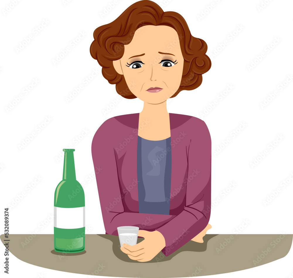 Girl Family Problem Mom Alcohol Cope Illustration Girl Family Problem Mom Alcohol Cope Illustration