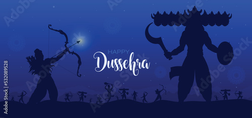 War of Lord Rama and Ravana Happy Dussehra, Navratri and Durga Puja festival of India