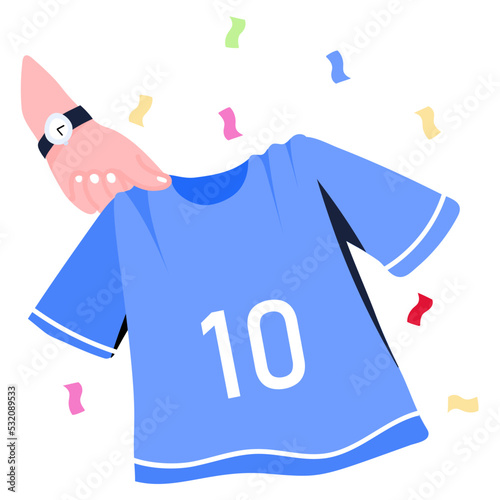Modern flat sticker icon of player number shirt