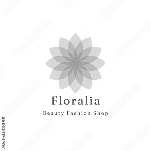 gray floral beauty logo. Vector floral hand drawn logo template in elegant and minimal style with gold color on grey background illustration. 