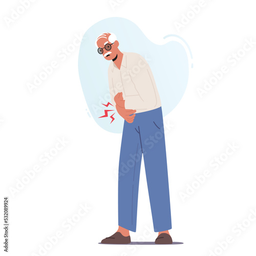 Senior Man with Health Problem, Joints Disease, Unhealthy Body, Arthritis Sickness. Elderly Male Character Feel Pain
