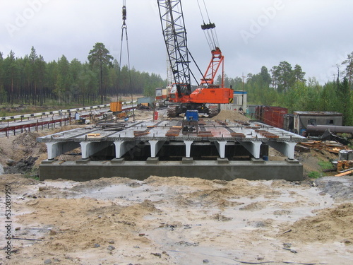 construction of a reinforced concrete bridge on a highway