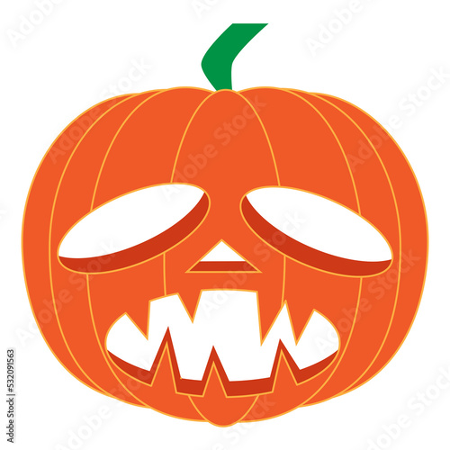 graphic design illustration of halloween sad pumpkin face. Can be used for products or for Halloween content.