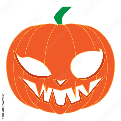 graphic design illustration of halloween smiley pumpkin face. Can be used for products or for Halloween content.