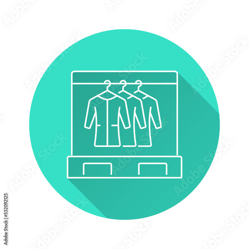 Wardrobe icon with long shadow for graphic and web design.