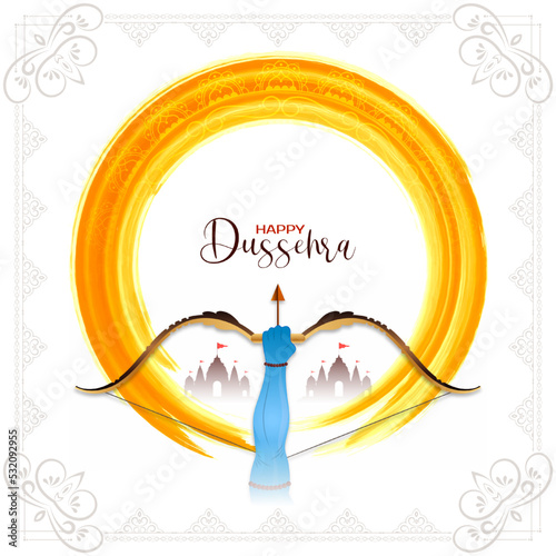 Happy Dussehra festival background with arrow and bow design
