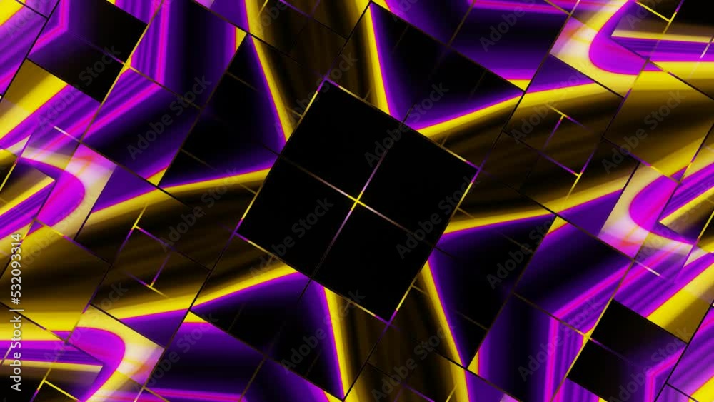 Purple and yellow vivid neon color abstract concert visual 4K looping background for party, holiday event, festival and music visualizations 047