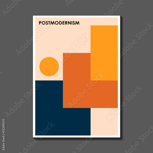 Fashion. retro poster inspired by postmodern , Bauhaus. Useful for interior design, background, poster design, first page of the magazine, high-tech printing, cover.