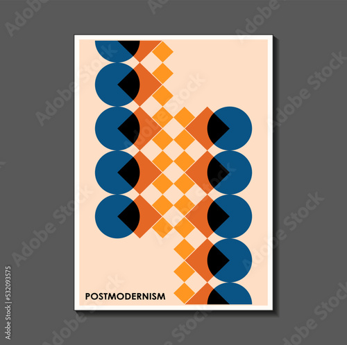 Fashion. retro poster inspired by postmodern , Bauhaus. Useful for interior design, background, poster design, first page of the magazine, high-tech printing, cover.