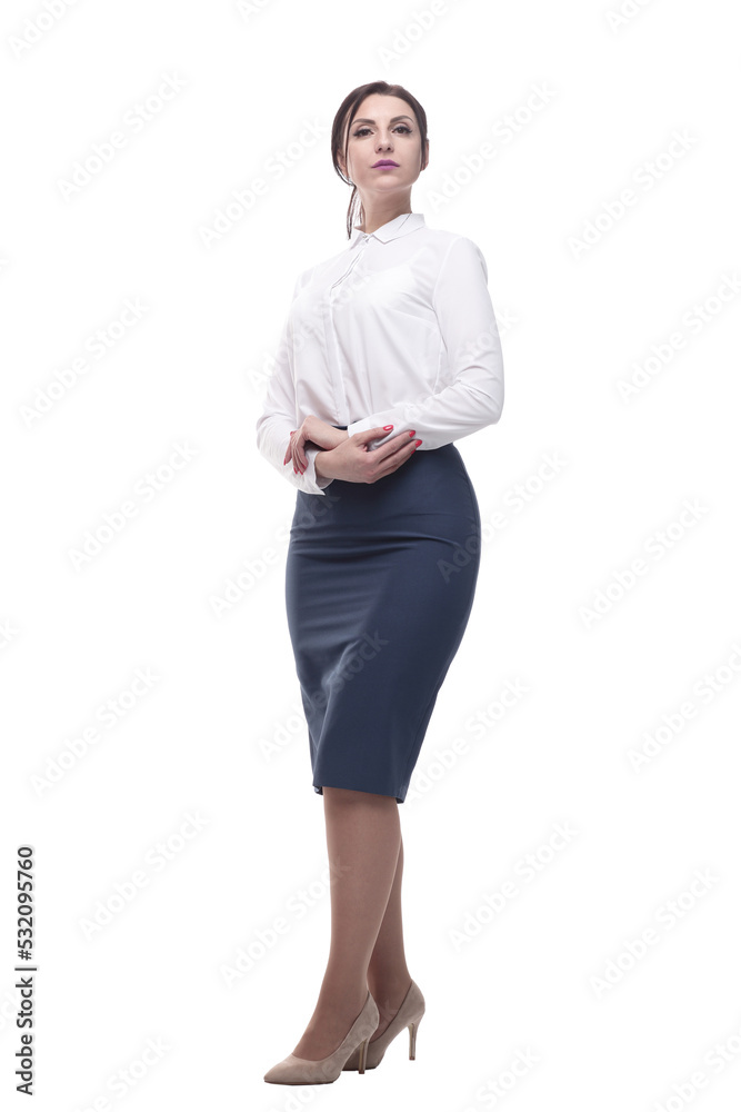 businesswoman in a white blouse and black skirt. businesswoman in a white blouse and black skirt.