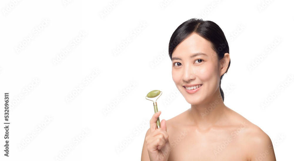 Portrait healthy pretty young woman isolated on white background. beautiful female model person applying cosmetic cream for skincare on fresh makeup clean face. spa, treatment, wellness concept. Portrait healthy pretty young woman isolated on white background. beautiful female model person applying cosmetic cream for skincare on fresh makeup clean face. spa, treatment, wellness concept.