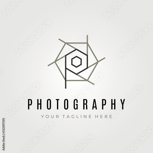 photography logotype vector symbol illustration design, letter P in lens logo design