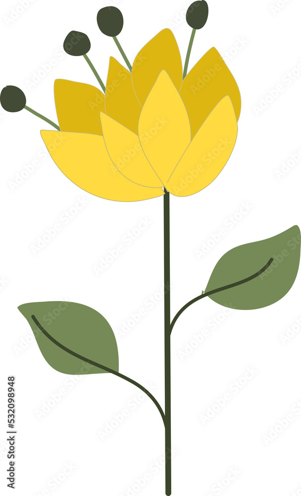 Fototapeta premium illustration of a yellow flower