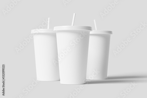 Paper Drink Cup White Blank 3D Rendering Mockup