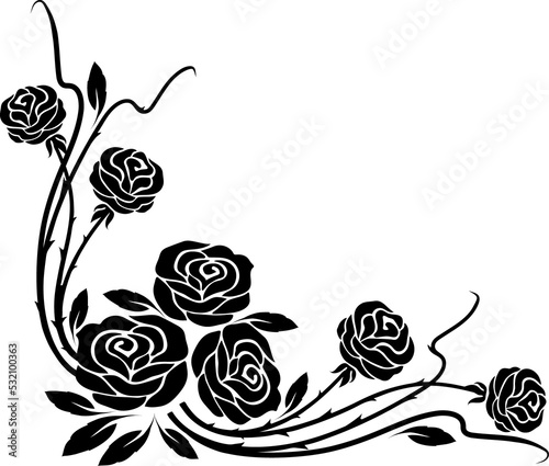 Black roses victorian divider, vintage corner