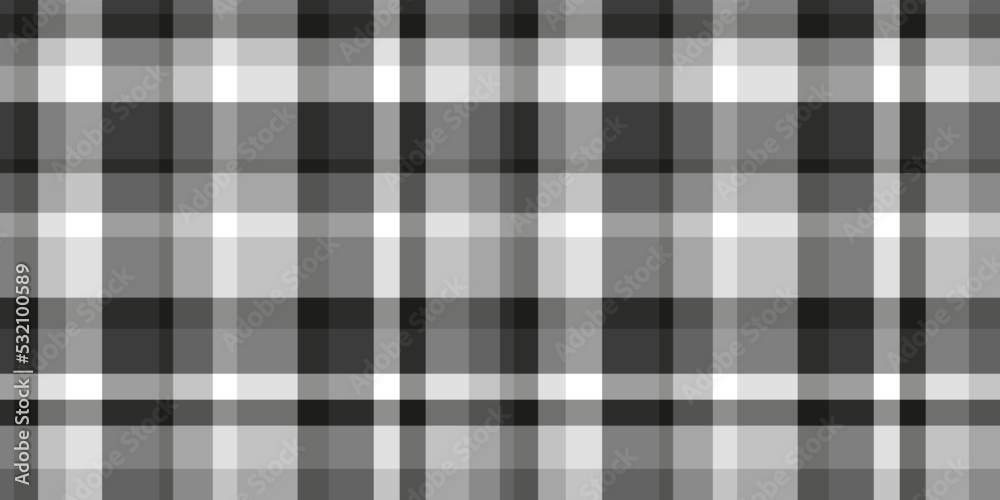 Seamless pattern. Checkered monochrome cloth texture. Black and white illustration