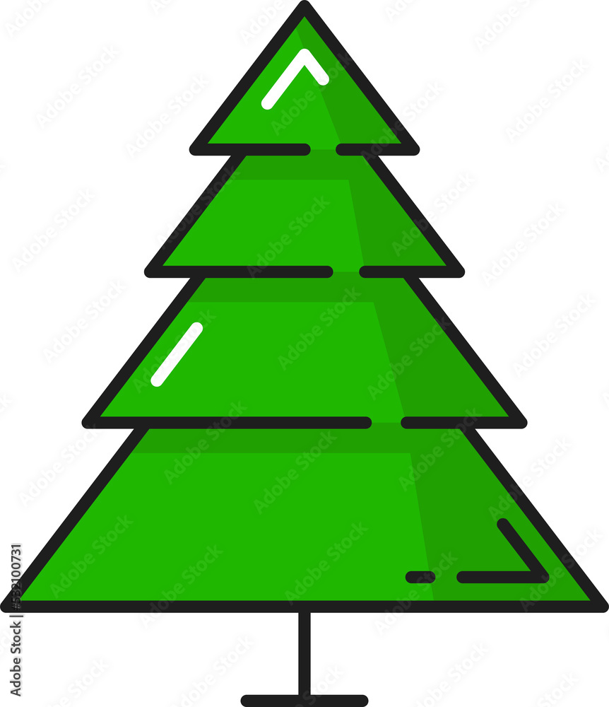Evergreen pine tree isolated green outline spruce Evergreen pine tree isolated green outline spruce
