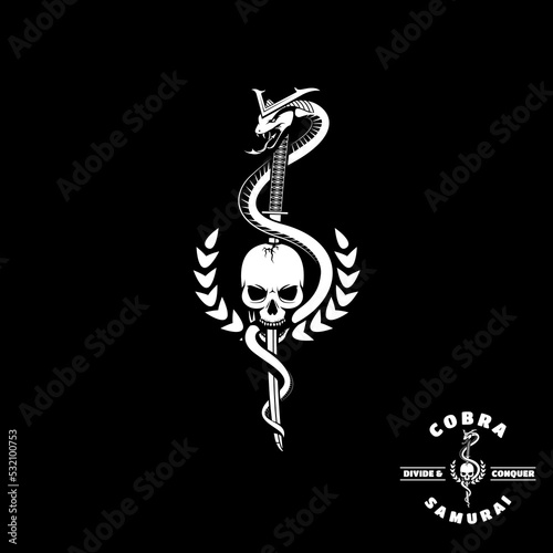 Cobra Samurai insignia or emblem style suitable for military badge  tshirt graphic  tattoo  symbol  design element or any other purpose.