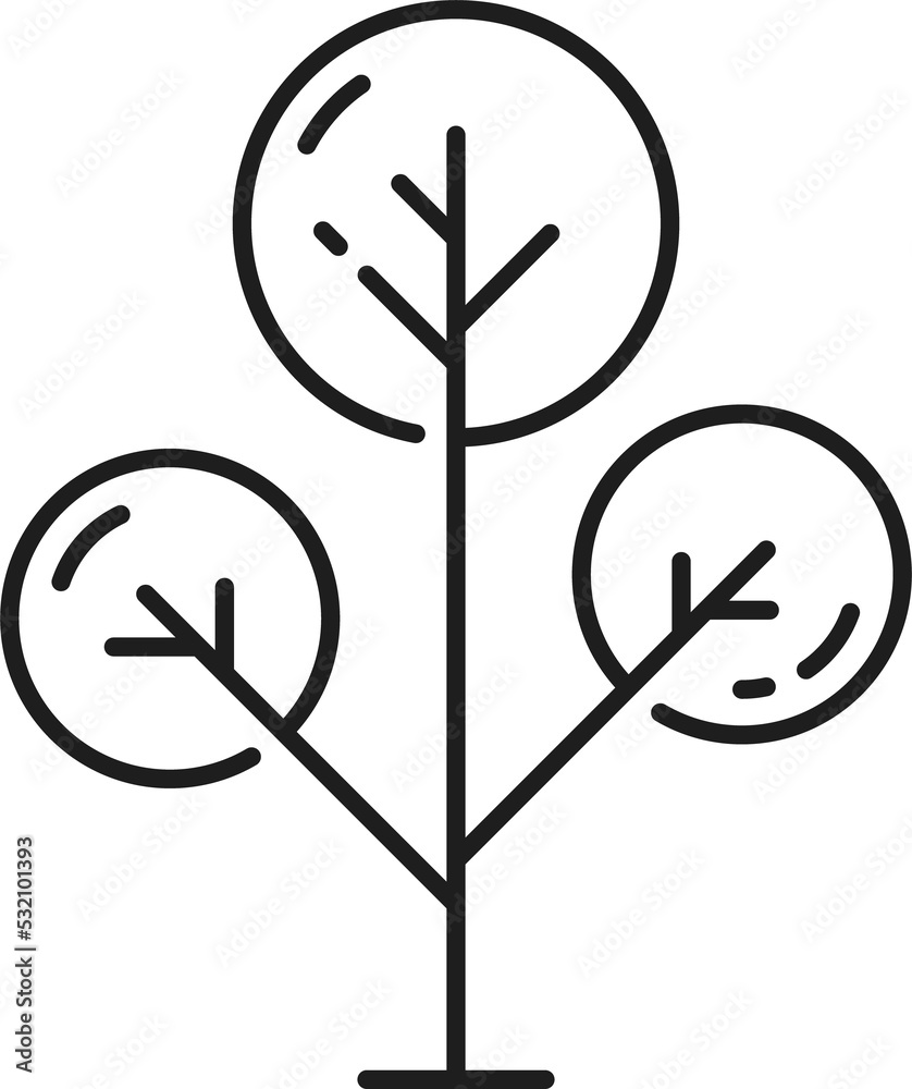 Tree of geometric round shapes, thin line plant Tree of geometric round shapes, thin line plant