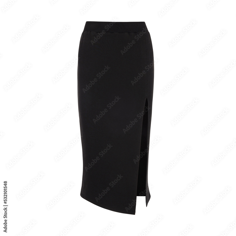 Black long slim women's dress with neckline