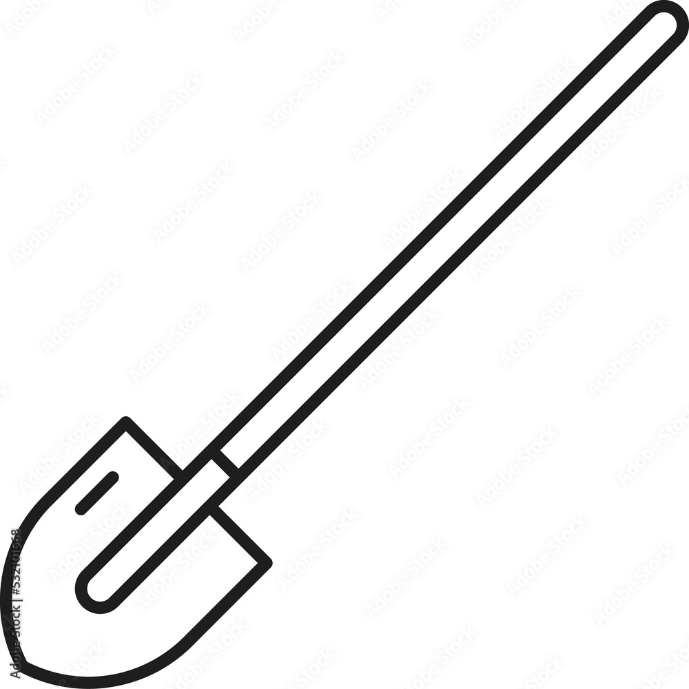 Digging tool isolated thin line shovel or spade Digging tool isolated thin line shovel or spade