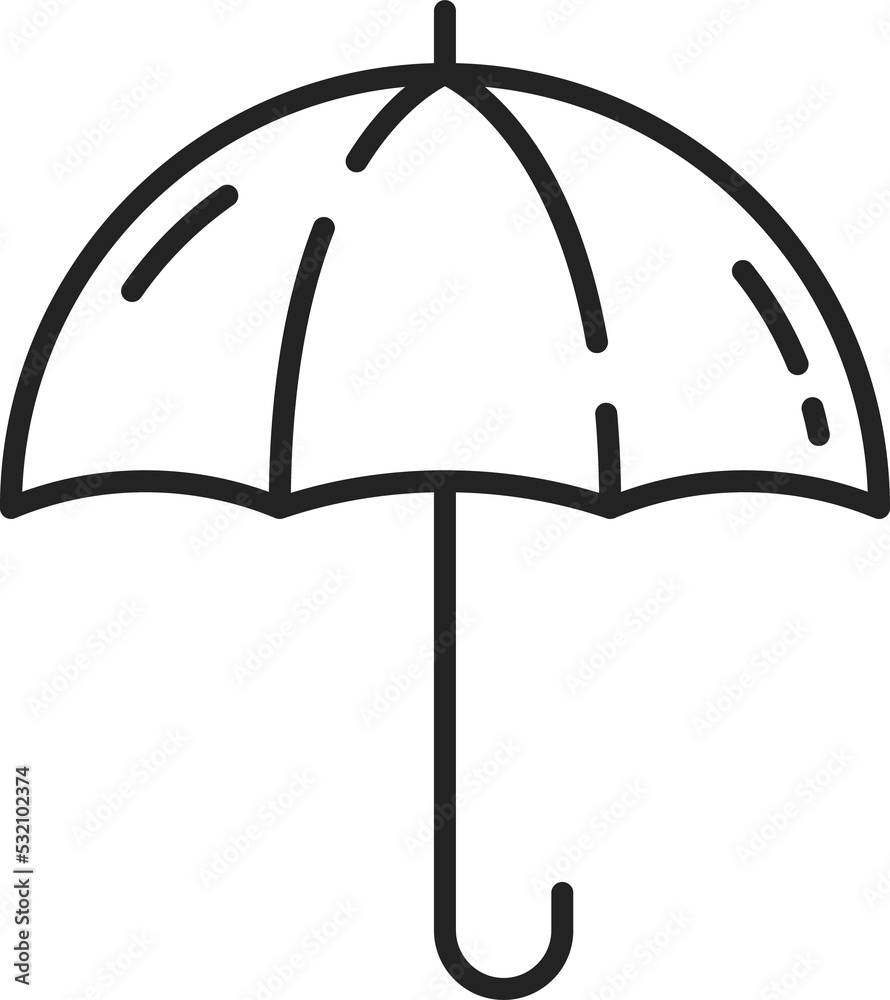 Umbrella rain protection symbol isolated line icon Umbrella rain protection symbol isolated line icon
