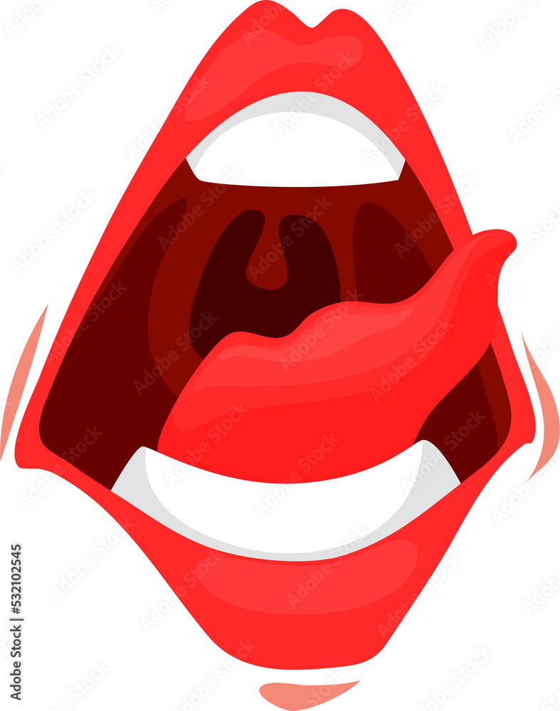 Tongue sticking out, cartoon mouth, lips licking Stock Illustration Adobe Stock
