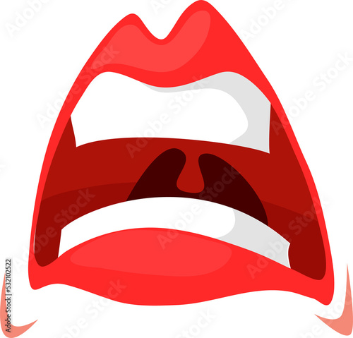Screaming shouting mouth element, red lips gesture