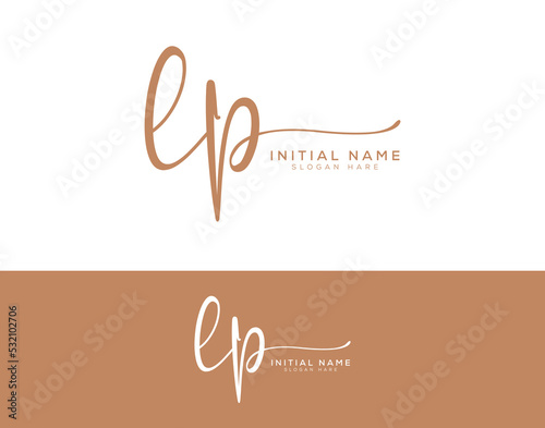 lp initial signature logo. Femenine Handwritten logo vector