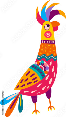 Cartoon parrot bird Mexican Brazilian ethnic fowl