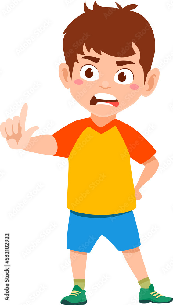 Child finger up, emotion of warning stop gesture