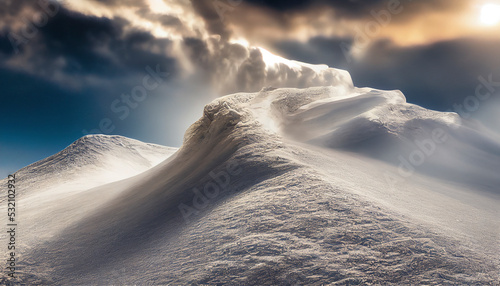 Fotografiet Snowy mountains, avalanche