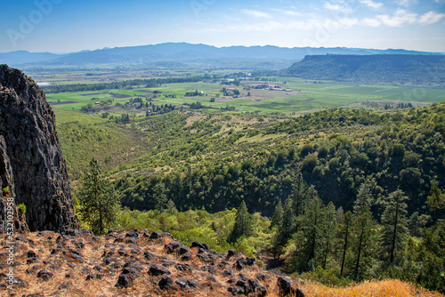 Rogue Valley Vista with Lower Table Rock, Southern Oregon, from the top of Upper Table Rock photo