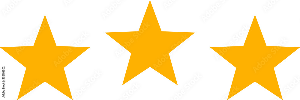 Rating mark of isolated three yellow stars ranking Rating mark of isolated three yellow stars ranking