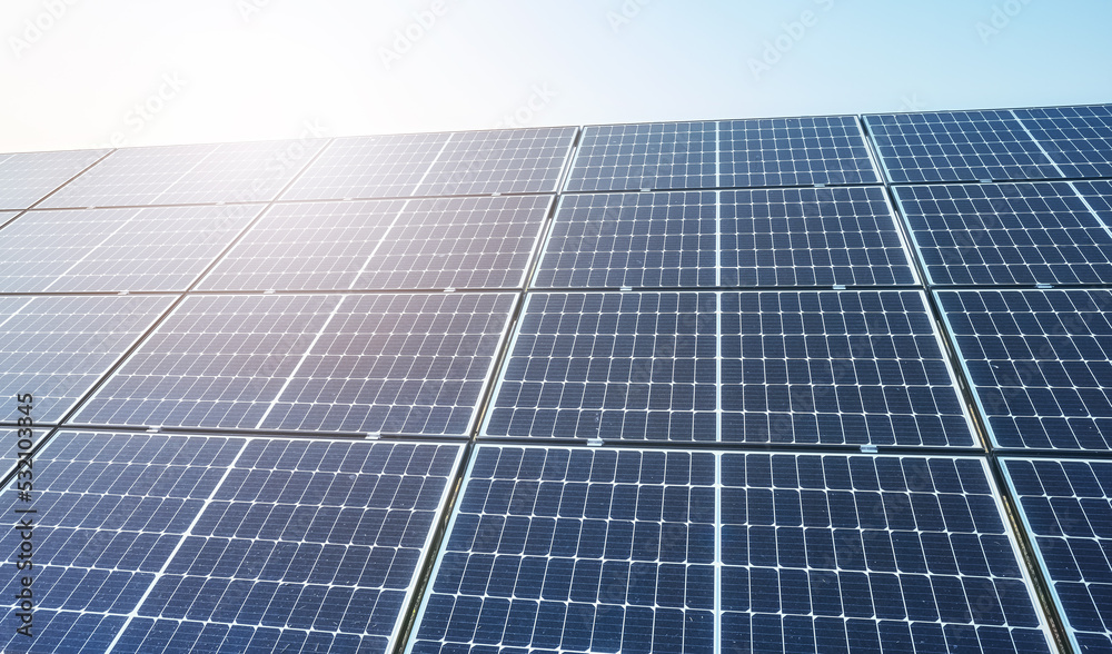 Picture of worn photovoltaic modules against the sun. Picture of worn photovoltaic modules against the sun.