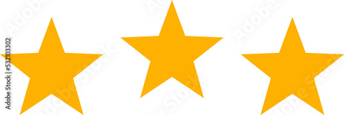Rating mark of isolated three yellow stars ranking
