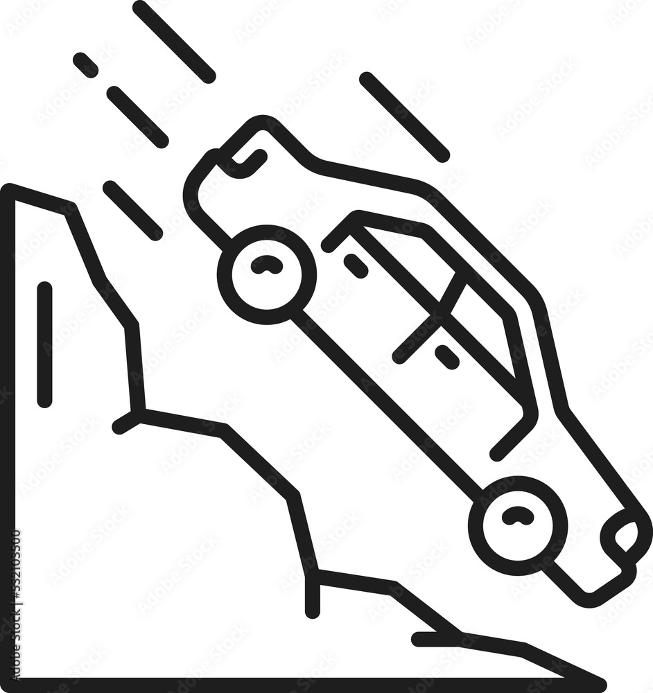 Car accident, collision or damage thin line icon Car accident, collision or damage thin line icon
