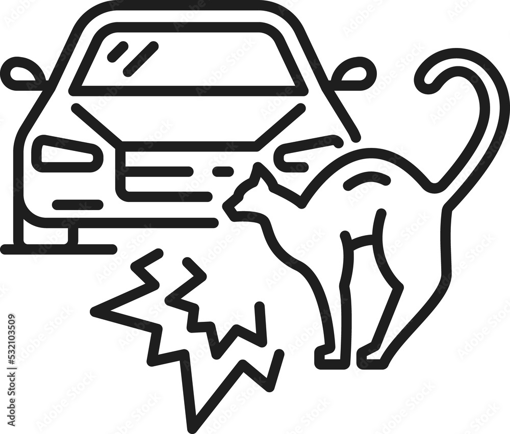 Car accident, damage or collision thin line icon Car accident, damage or collision thin line icon