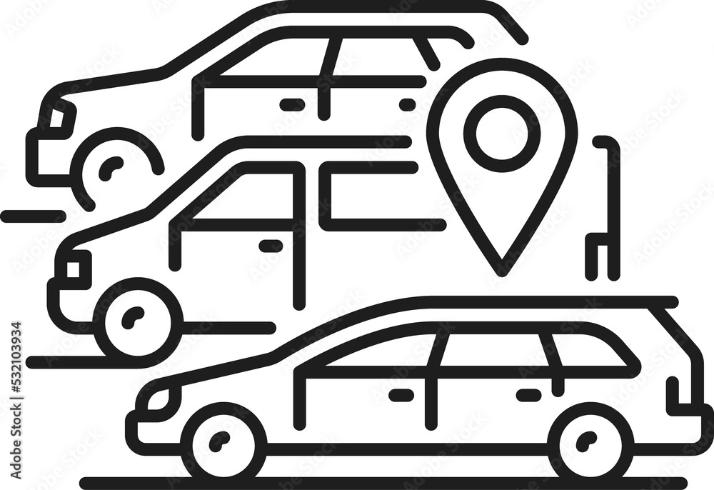 Car share service, carpool, cars and location sign