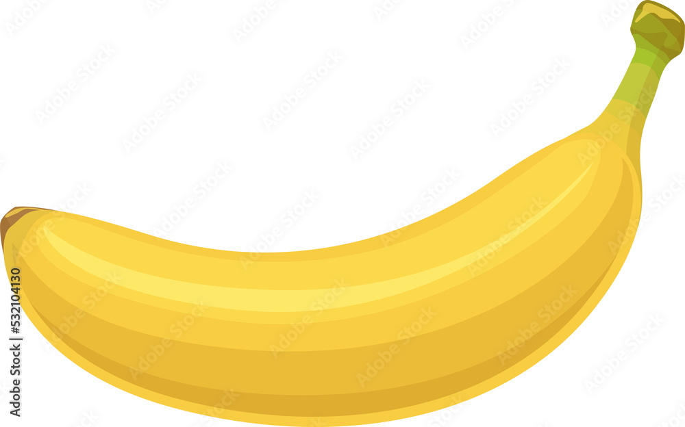 Cartoon ripe banana fruit, vector tropical plant