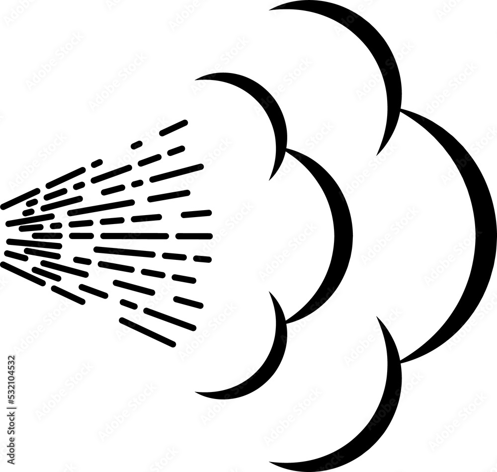 Stream aerosol flow, spray cloud of perfume spray Stream aerosol flow, spray cloud of perfume spray