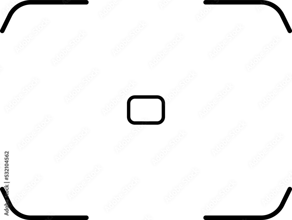 Photo camera aperture, square frame with autofocus Photo camera aperture, square frame with autofocus
