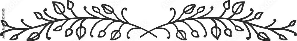 Ornamental separator, floral elements and leaves Ornamental separator, floral elements and leaves