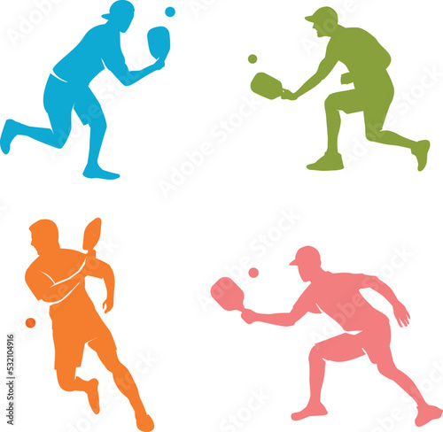 Great Editable vector of pickleball player in various poses for your team logo tournament and any graphic purpose	