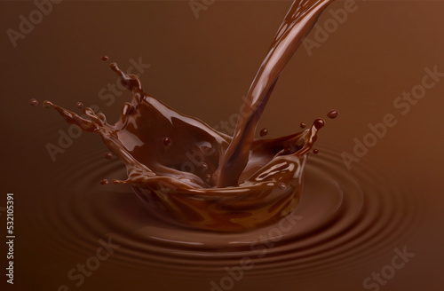 Pouring chocolate drinks wiht chocolate splash.