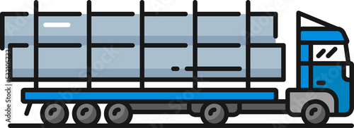Trailer truck long vehicle isolated outline icon
