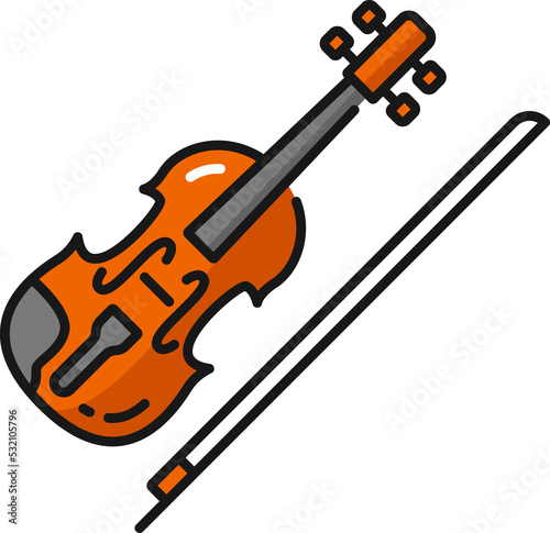 Violin with bow German musical instrument icon